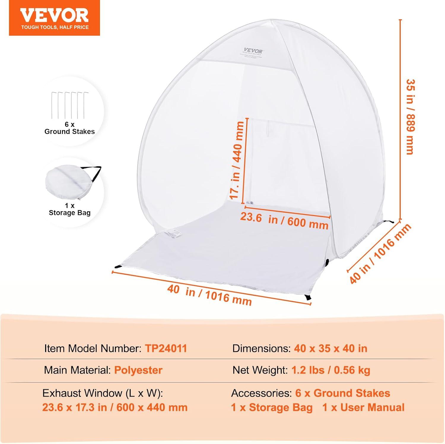 imageVEVOR Paint Booth Tent 60 x 60 x 70 in PopUp Portable Spray Paint Tent with Builtin Floor Exhaust Window and Storage Bag Foldable Paint Booth for Furniture DIY Hobby Tool Painting Station40 x 35 x 40 in