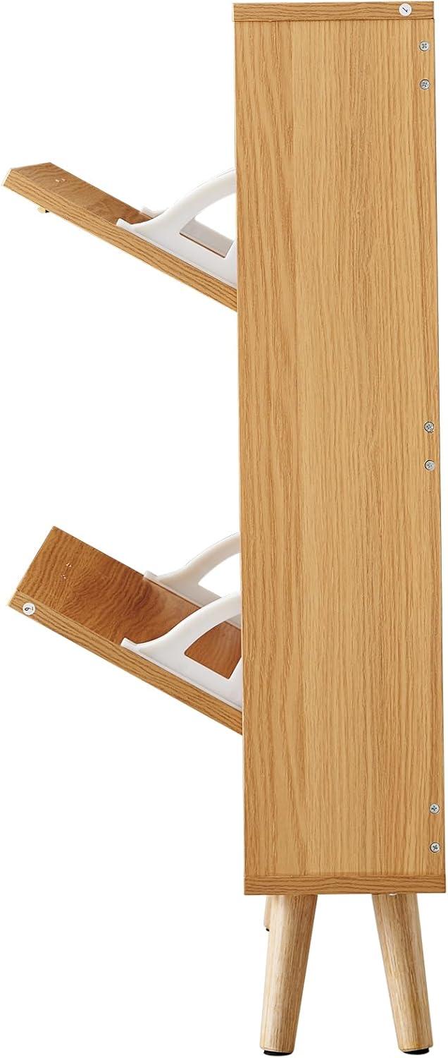 imageVEVOR Shoe Cabinet with 2 Flip Drawers Shoe Storage Cabinet for Entryway Free Standing Shoe Storage Organizer with Rattan Doors for Heels Boots Slippers in Hallway Living Room2362D x 661W x 3453H
