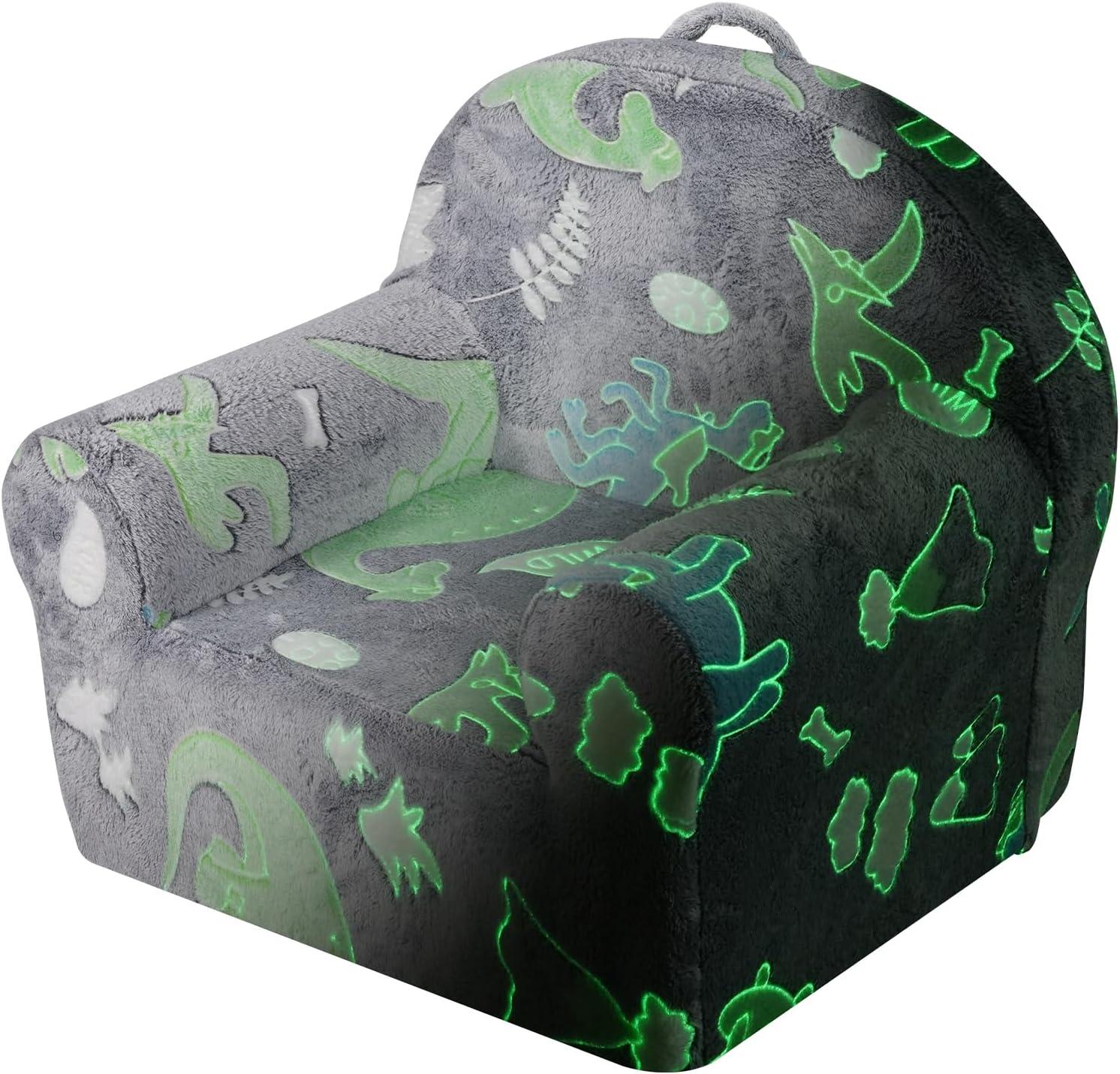 imageVEVOR Toddler Chair Kids Armchair Comfy Toddler Couch Sofa Bed Glow in The Dark Kids Chair Seat Playroom Furniture for Kids Girls ampamp Boys Grey
