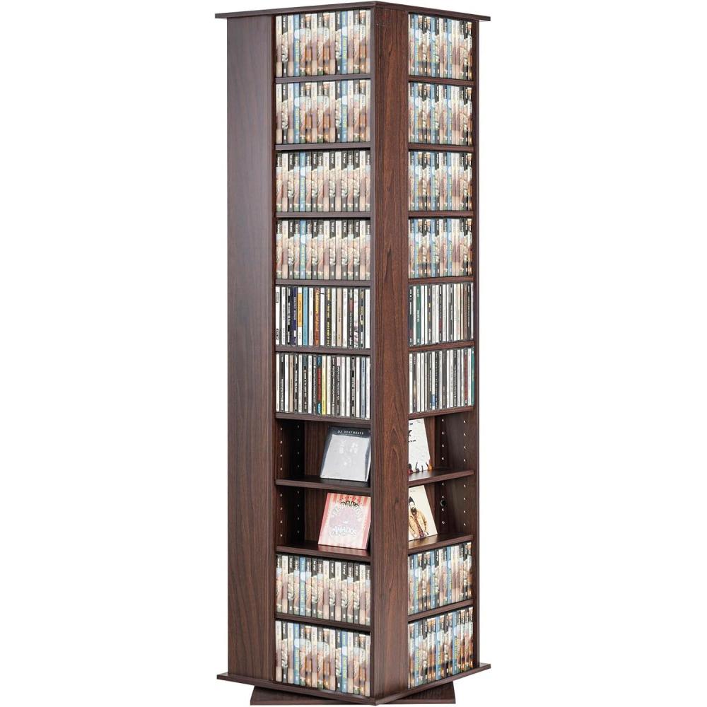 imageVEVOR Media Storage Cabinet 34 Compartments Rotating Media Tower Protects ampamp Organizes Music Movie Video Games or Memorabilia Collections Espresso