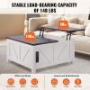 imageVEVOR 315quot Farmhouse Coffee Table Hinged Lift Top Coffee Square Table with Storage Compartment Wooden Rustic Cocktail Table for Living Room Bedroom Apartment Studio Gray ampamp White36 Inch