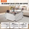 imageVEVOR 315quot Farmhouse Coffee Table Hinged Lift Top Coffee Square Table with Storage Compartment Wooden Rustic Cocktail Table for Living Room Bedroom Apartment Studio Gray ampamp White315 Inch