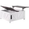 imageVEVOR 315quot Farmhouse Coffee Table Hinged Lift Top Coffee Square Table with Storage Compartment Wooden Rustic Cocktail Table for Living Room Bedroom Apartment Studio Gray ampamp White36 Inch