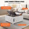 imageVEVOR 315quot Farmhouse Coffee Table Hinged Lift Top Coffee Square Table with Storage Compartment Wooden Rustic Cocktail Table for Living Room Bedroom Apartment Studio Gray ampamp White36 Inch