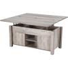 imageVEVOR 394 in Farmhouse Lift Top Coffee Table Rustic Center Table with Barn Door and Hidden Storage Compartment Modern Rectangle Lifting Tabletop for Living Room Office Home Easy Assembly BrownOak Grey