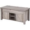 imageVEVOR 394 in Farmhouse Lift Top Coffee Table Rustic Center Table with Barn Door and Hidden Storage Compartment Modern Rectangle Lifting Tabletop for Living Room Office Home Easy Assembly BrownOak Grey