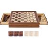 imageVEVOR 3in1 Chess Checkers Backgammon Table Set 18 Inch Premium Wooden Chess Table Deluxe Combo Game Table Furniture Set Chess Set Board Game Gift for Family Board GamesBrown