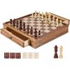 imageVEVOR 3in1 Chess Checkers Backgammon Table Set 18 Inch Premium Wooden Chess Table Deluxe Combo Game Table Furniture Set Chess Set Board Game Gift for Family Board GamesBrown
