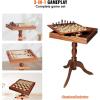 imageVEVOR 3in1 Chess Checkers Backgammon Table Set 18 Inch Premium Wooden Chess Table Deluxe Combo Game Table Furniture Set Chess Set Board Game Gift for Family Board GamesBrown