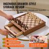 imageVEVOR 3in1 Chess Checkers Backgammon Table Set 18 Inch Premium Wooden Chess Table Deluxe Combo Game Table Furniture Set Chess Set Board Game Gift for Family Board GamesBrown