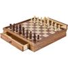imageVEVOR 3in1 Chess Checkers Backgammon Table Set 18 Inch Premium Wooden Chess Table Deluxe Combo Game Table Furniture Set Chess Set Board Game Gift for Family Board GamesBrown