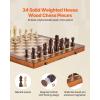 imageVEVOR 3in1 Chess Checkers Backgammon Table Set 18 Inch Premium Wooden Chess Table Deluxe Combo Game Table Furniture Set Chess Set Board Game Gift for Family Board GamesBrown