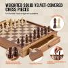 imageVEVOR 3in1 Chess Checkers Backgammon Table Set 18 Inch Premium Wooden Chess Table Deluxe Combo Game Table Furniture Set Chess Set Board Game Gift for Family Board GamesBrown