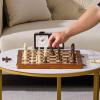 imageVEVOR 3in1 Chess Checkers Backgammon Table Set 18 Inch Premium Wooden Chess Table Deluxe Combo Game Table Furniture Set Chess Set Board Game Gift for Family Board GamesBrown