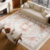 imageVEVOR 6 x 9 ft Area Rug Large Washable Boho Rug NonSlip and TearResistant Soft Carpet Pet ampamp Child Friendly Bohemian Area Rugs Indoor Mat for Bedroom Living Room Kids Room Entryway GrayBrown Red