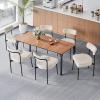 imageVEVOR Boucle Dining Chairs Set of 4 Mid Century Modern Sherpa Accent Chairs Upholstered Side Chair for Dining Room SpaceSaving White Kitchen Chair with Curved Backrest and Black Metal LegsSet of 6