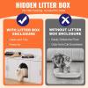 imageVEVOR Cat Litter Box Enclosure for 2 Cats Litter Box Furniture Hidden with Rattan Decorated Doors Wooden Cat Box Cabinet Fit Most of Litter Box 472quot L x 197quot W x 217quot H NaturalWhite