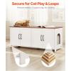 imageVEVOR Cat Litter Box Enclosure for 2 Cats Litter Box Furniture Hidden with Rattan Decorated Doors Wooden Cat Box Cabinet Fit Most of Litter Box 472quot L x 197quot W x 217quot H NaturalWhite