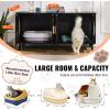 imageVEVOR Cat Litter Box Enclosure for 2 Cats Litter Box Furniture Hidden with Rattan Decorated Doors Wooden Cat Box Cabinet Fit Most of Litter Box 472quot L x 197quot W x 217quot H NaturalBlack