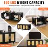 imageVEVOR Cat Litter Box Enclosure for 2 Cats Litter Box Furniture Hidden with Rattan Decorated Doors Wooden Cat Box Cabinet Fit Most of Litter Box 472quot L x 197quot W x 217quot H NaturalBlack