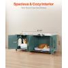 imageVEVOR Cat Litter Box Enclosure for 2 Cats Litter Box Furniture Hidden with Rattan Decorated Doors Wooden Cat Box Cabinet Fit Most of Litter Box 472quot L x 197quot W x 217quot H NaturalGreige