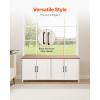 imageVEVOR Cat Litter Box Enclosure for 2 Cats Litter Box Furniture Hidden with Rattan Decorated Doors Wooden Cat Box Cabinet Fit Most of Litter Box 472quot L x 197quot W x 217quot H NaturalWhite