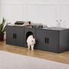 imageVEVOR Cat Litter Box Enclosure for 2 Cats Litter Box Furniture Hidden with Rattan Decorated Doors Wooden Cat Box Cabinet Fit Most of Litter Box 472quot L x 197quot W x 217quot H NaturalGrey