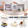 imageVEVOR Cat Litter Box Enclosure for 2 Cats Litter Box Furniture Hidden with Rattan Decorated Doors Wooden Cat Box Cabinet Fit Most of Litter Box 472quot L x 197quot W x 217quot H NaturalWhite