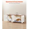 imageVEVOR Cat Litter Box Enclosure for 2 Cats Litter Box Furniture Hidden with Rattan Decorated Doors Wooden Cat Box Cabinet Fit Most of Litter Box 472quot L x 197quot W x 217quot H NaturalWhite