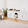 imageVEVOR Cat Litter Box Enclosure for 2 Cats Litter Box Furniture Hidden with Rattan Decorated Doors Wooden Cat Box Cabinet Fit Most of Litter Box 472quot L x 197quot W x 217quot H NaturalWhite