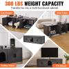 imageVEVOR Cat Litter Box Enclosure for 2 Cats Litter Box Furniture Hidden with Rattan Decorated Doors Wooden Cat Box Cabinet Fit Most of Litter Box 472quot L x 197quot W x 217quot H NaturalGrey