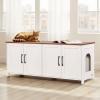 imageVEVOR Cat Litter Box Enclosure for 2 Cats Litter Box Furniture Hidden with Rattan Decorated Doors Wooden Cat Box Cabinet Fit Most of Litter Box 472quot L x 197quot W x 217quot H NaturalWhite
