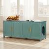 imageVEVOR Cat Litter Box Enclosure for 2 Cats Litter Box Furniture Hidden with Rattan Decorated Doors Wooden Cat Box Cabinet Fit Most of Litter Box 472quot L x 197quot W x 217quot H NaturalGreige