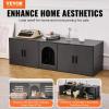 imageVEVOR Cat Litter Box Enclosure for 2 Cats Litter Box Furniture Hidden with Rattan Decorated Doors Wooden Cat Box Cabinet Fit Most of Litter Box 472quot L x 197quot W x 217quot H NaturalGrey