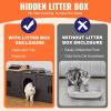 imageVEVOR Cat Litter Box Enclosure for 2 Cats Litter Box Furniture Hidden with Rattan Decorated Doors Wooden Cat Box Cabinet Fit Most of Litter Box 472quot L x 197quot W x 217quot H NaturalGrey