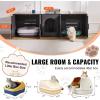 imageVEVOR Cat Litter Box Enclosure for 2 Cats Litter Box Furniture Hidden with Rattan Decorated Doors Wooden Cat Box Cabinet Fit Most of Litter Box 472quot L x 197quot W x 217quot H NaturalGrey