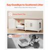 imageVEVOR Cat Litter Box Enclosure for 2 Cats Litter Box Furniture Hidden with Rattan Decorated Doors Wooden Cat Box Cabinet Fit Most of Litter Box 472quot L x 197quot W x 217quot H NaturalWhite