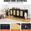 imageVEVOR Cat Litter Box Enclosure for 2 Cats Litter Box Furniture Hidden with Rattan Decorated Doors Wooden Cat Box Cabinet Fit Most of Litter Box 472quot L x 197quot W x 217quot H NaturalBlack