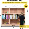 imageVEVOR Cubby Toy Organizer Storage Cabinet 5Compartment Cubby Storage Shelf 48W Kids Toy Storage Cabinet 2Shelf Classroom Cubbies Classroom Furniture for Home Daycare and Preschool Natural8Section Cubby