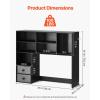 imageVEVOR Desktop Bookshelf Storage Organizer with 5 Shelves for Computer Desk Wooden Shelf Desk Hutch with AntiSlip Feet Pads Desk Top Display Rack for Office Home ampamp Dorm WhiteBlack