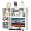 imageVEVOR Desktop Bookshelf Storage Organizer with 5 Shelves for Computer Desk Wooden Shelf Desk Hutch with AntiSlip Feet Pads Desk Top Display Rack for Office Home ampamp Dorm WhiteWhite
