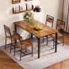 imageVEVOR Dining Chairs Set of 2 Wooden Chairs with Metal Frame and Backrest Easy to Assemble Leather Side Chair Modern Farmhouse Walnut Chair for Kitchen Living Room Rustic Brown and BlackSet of 6