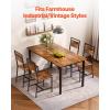 imageVEVOR Dining Chairs Set of 2 Wooden Chairs with Metal Frame and Backrest Easy to Assemble Leather Side Chair Modern Farmhouse Walnut Chair for Kitchen Living Room Rustic Brown and BlackSet of 2