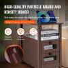 imageVEVOR Farmhouse End Table Narrow Night Stand with USB Ports and Outlets 4 Tiers End Table Side Table with Storage Cabinet and 2 Drawers Ideal for Living Room Bedroom Office Brown