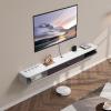 imageVEVOR Floating TV Stand 47 Wall Mounted TV Console Modern Floating Entertainment Center Under TV Shelf with Storage Cabinet for Bedroom ampamp Living Room WhiteWhite