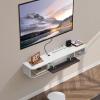 imageVEVOR Floating TV Stand 47 Wall Mounted TV Console Modern Floating Entertainment Center Under TV Shelf with Storage Cabinet for Bedroom ampamp Living Room WhiteWhite
