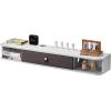 imageVEVOR Floating TV Stand 47 Wall Mounted TV Console Modern Floating Entertainment Center Under TV Shelf with Storage Cabinet for Bedroom ampamp Living Room WhiteWhite