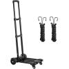 imageVEVOR Folding Hand Truck 110 lbs Load Capacity Collapsible Luggage Cart with 2 Wheels ampamp 1 Elastic Rope Utility Dolly Platform Cart for Airport Travel Furniture Luggage Office Moving Black290 lbs
