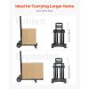 imageVEVOR Folding Hand Truck 110 lbs Load Capacity Collapsible Luggage Cart with 2 Wheels ampamp 1 Elastic Rope Utility Dolly Platform Cart for Airport Travel Furniture Luggage Office Moving Black290 lbs