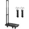 imageVEVOR Folding Hand Truck 110 lbs Load Capacity Collapsible Luggage Cart with 2 Wheels ampamp 1 Elastic Rope Utility Dolly Platform Cart for Airport Travel Furniture Luggage Office Moving Black500 lbs